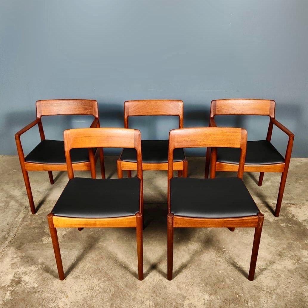 Mid-Century Modern 5 x Johannes Nørgaard For Nørgaards Møbelfabrik Teak Dining Chairs Mid Century