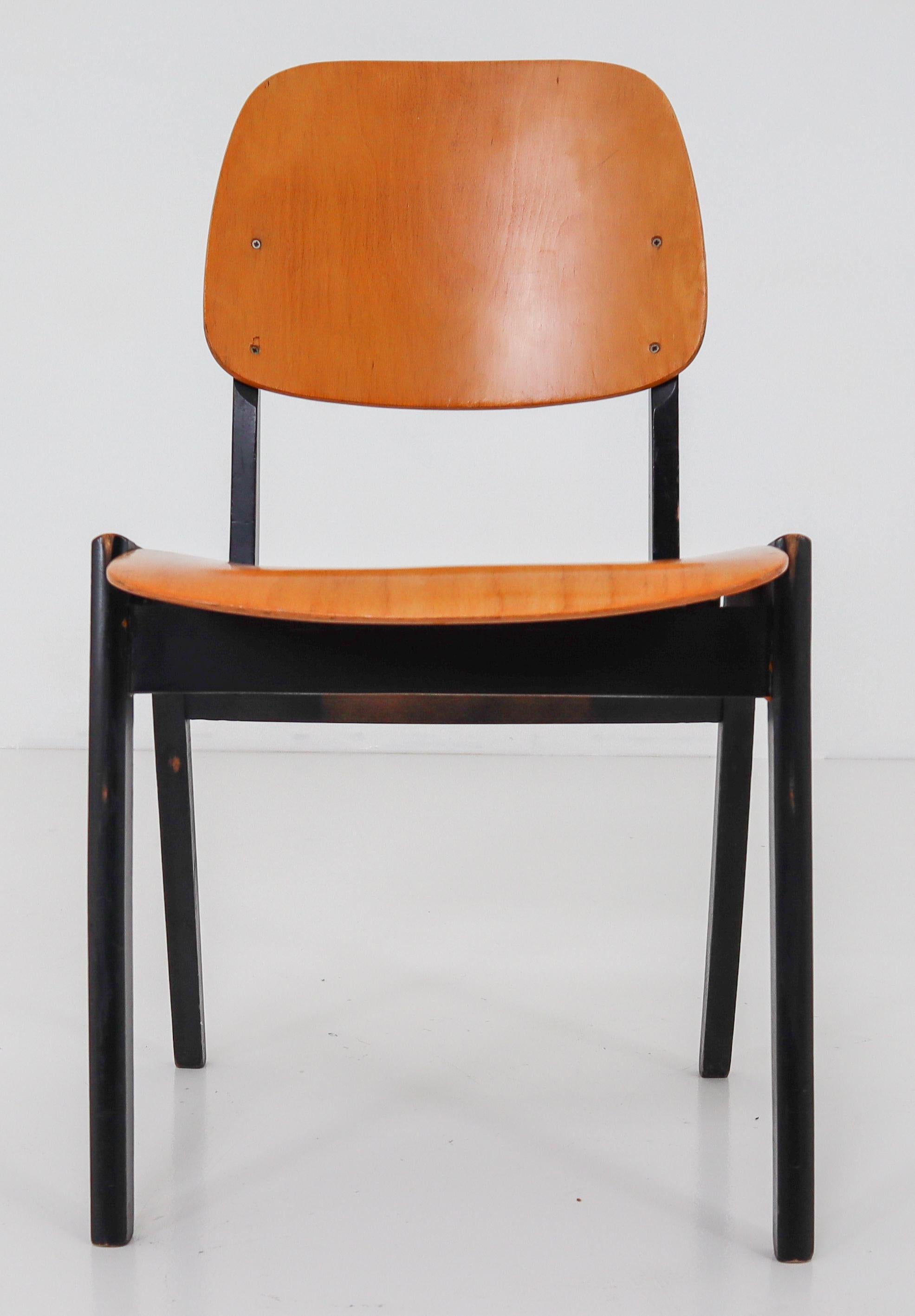 Mid-Century Modern 50 Bicolored Stacking Chairs Designed in the Manner of Roland Rainer, 1960s