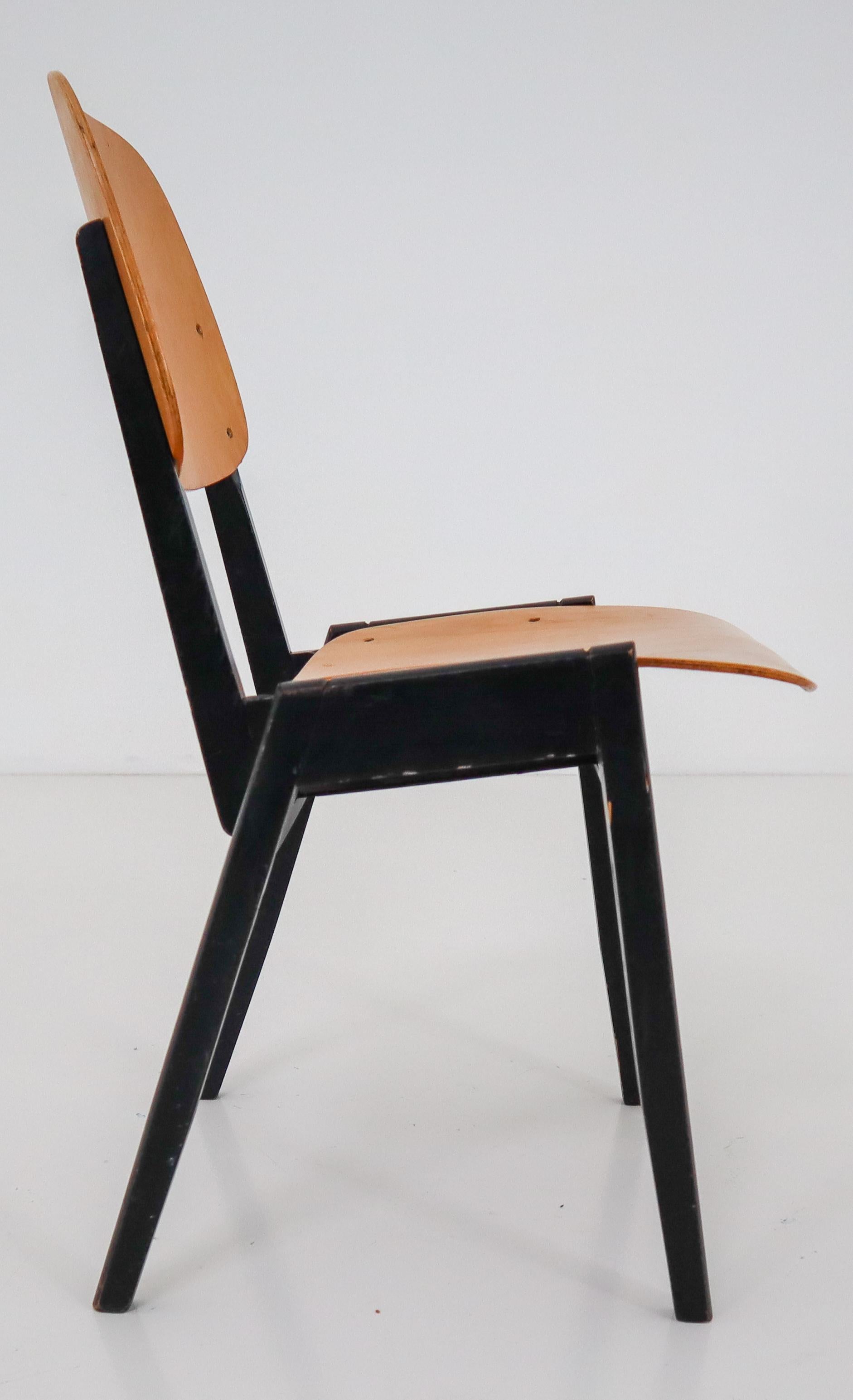 Beech 50 Bicolored Stacking Chairs Designed in the Manner of Roland Rainer, 1960s