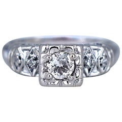 .50 Karat 14 Karat Weißgold Art Deco Ring