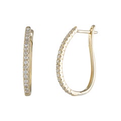 .50 Carat 14 Karat Yellow Gold Diamond Oval Hoop Earrings