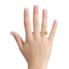 .50 Carat 14 Karat Yellow Rose Gold Diamond Interlocking Half Moon Bands Ring