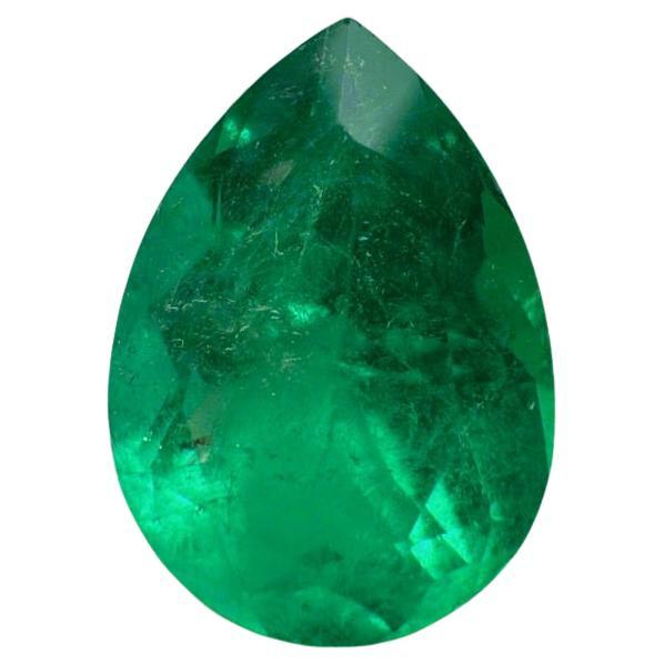 Esmeralda colombiana verde amarillenta de 5,0 quilates 14x10 - Gema natal de mayo talla pera