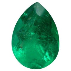Esmeralda colombiana verde amarillenta de 5,0 quilates 14x10 - Gema natal de mayo talla pera
