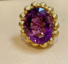 50 Carat Amethyst Cocktail Ring in Solid 18 Karat Yellow Gold 29 Grams
