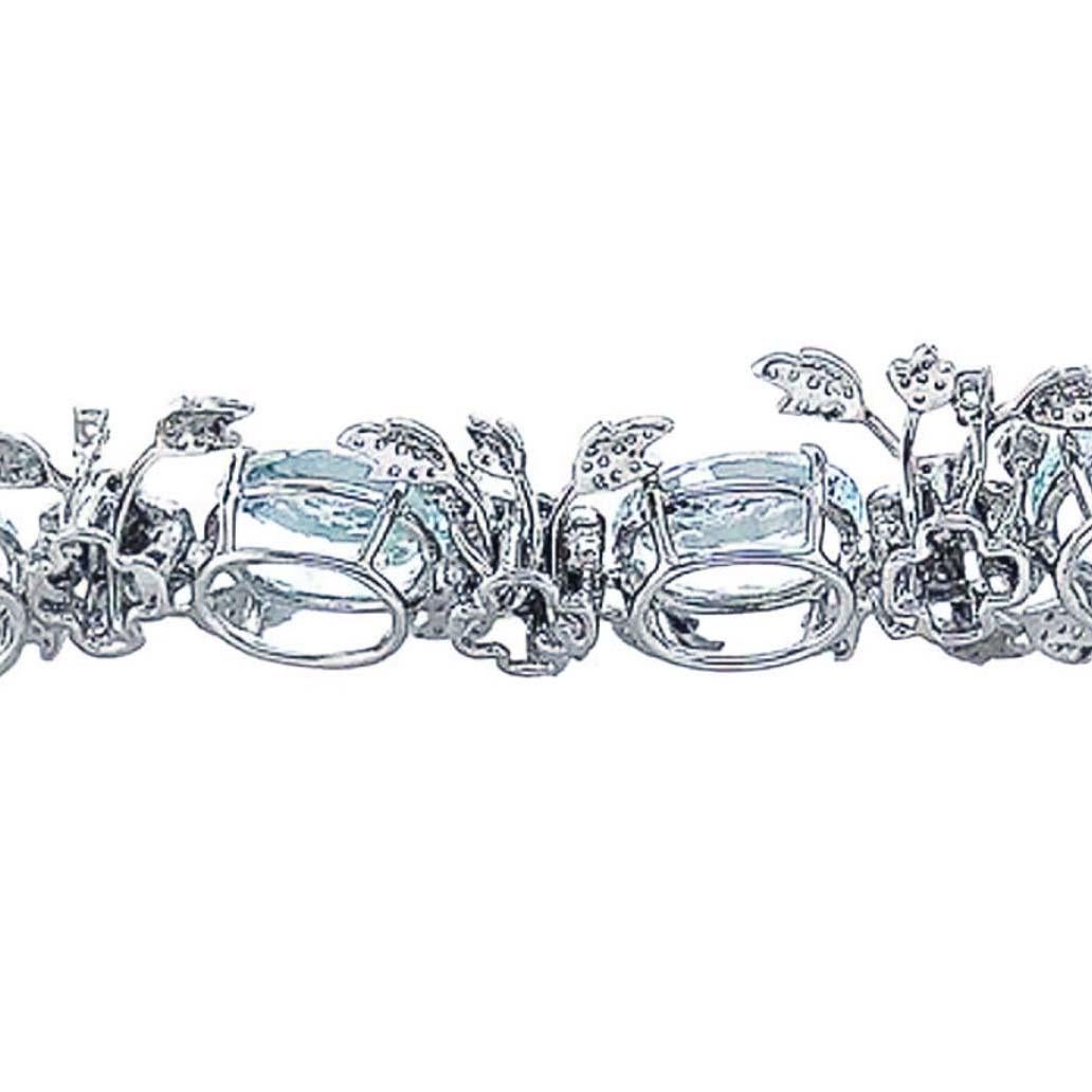 50 Carat Aquamarine and Diamond Bracelet In New Condition For Sale In Beverly Hills, CA