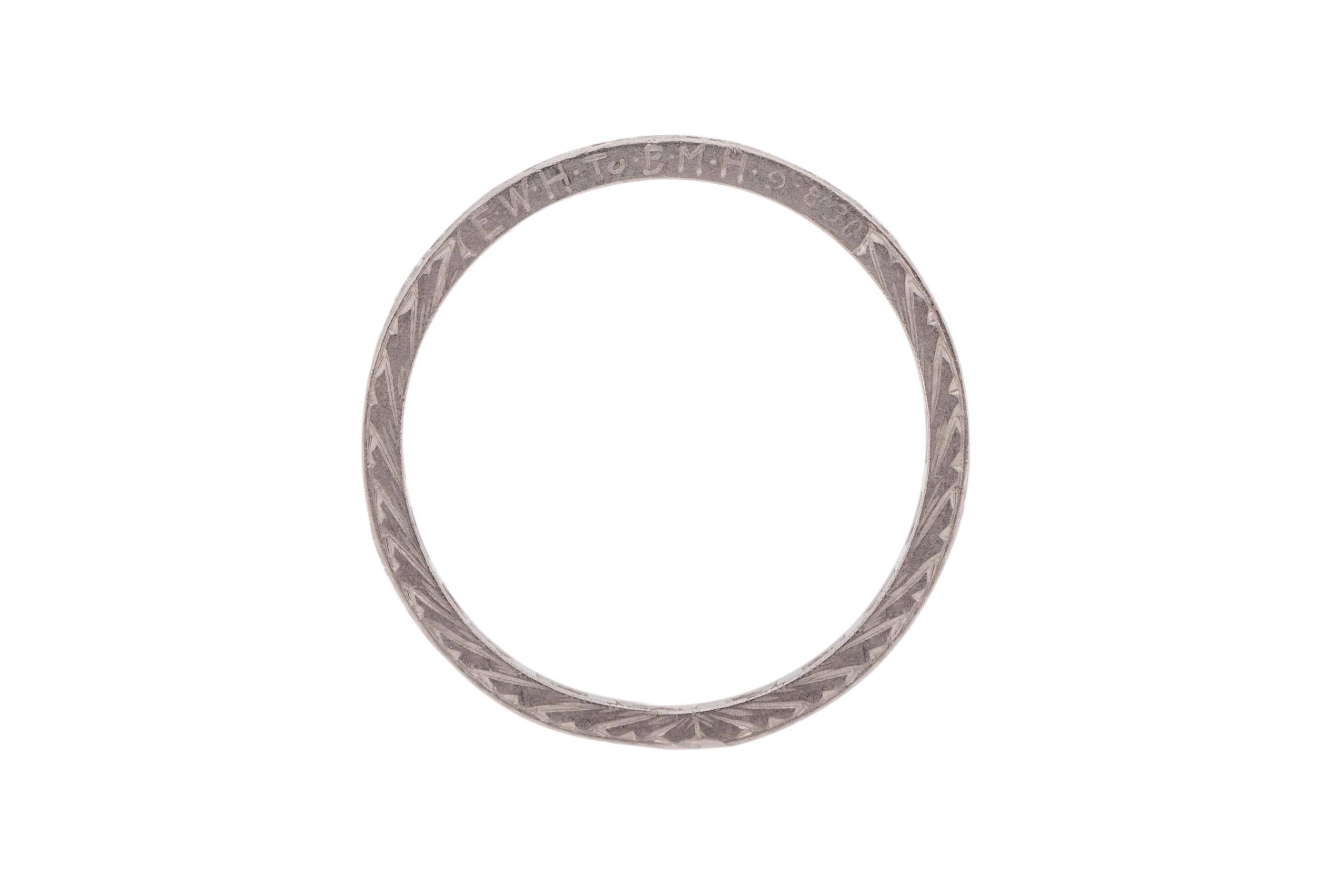 Ring Size: 6.5
Metal Type: Platinum [Hallmarked, and Tested]
Weight: 2.0 grams

Diamond Details:
Weight: .50carat
Cut: Old European brilliant
Color: F-G
Clarity: VS

Finger to Top of Stone Measurement: 2mm
Condition: Excellent