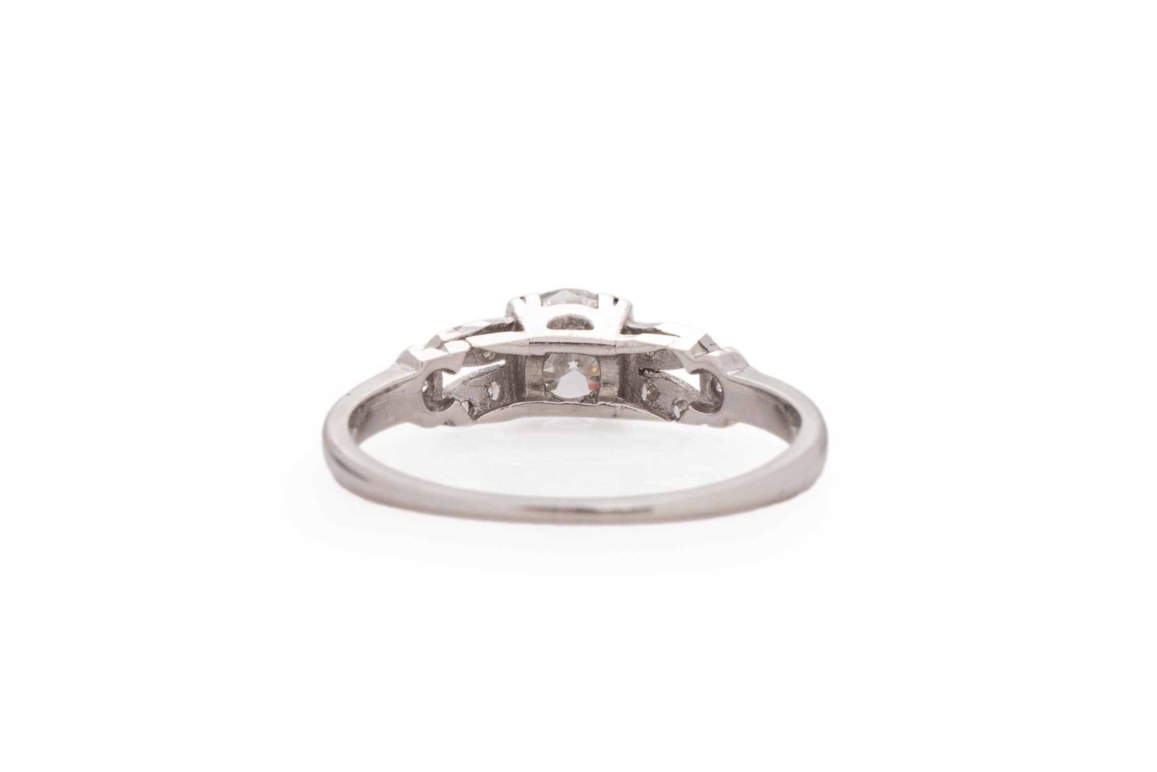 .50 Carat Art Deco Diamond Platinum Engagement Ring In Good Condition For Sale In Hicksville, NY