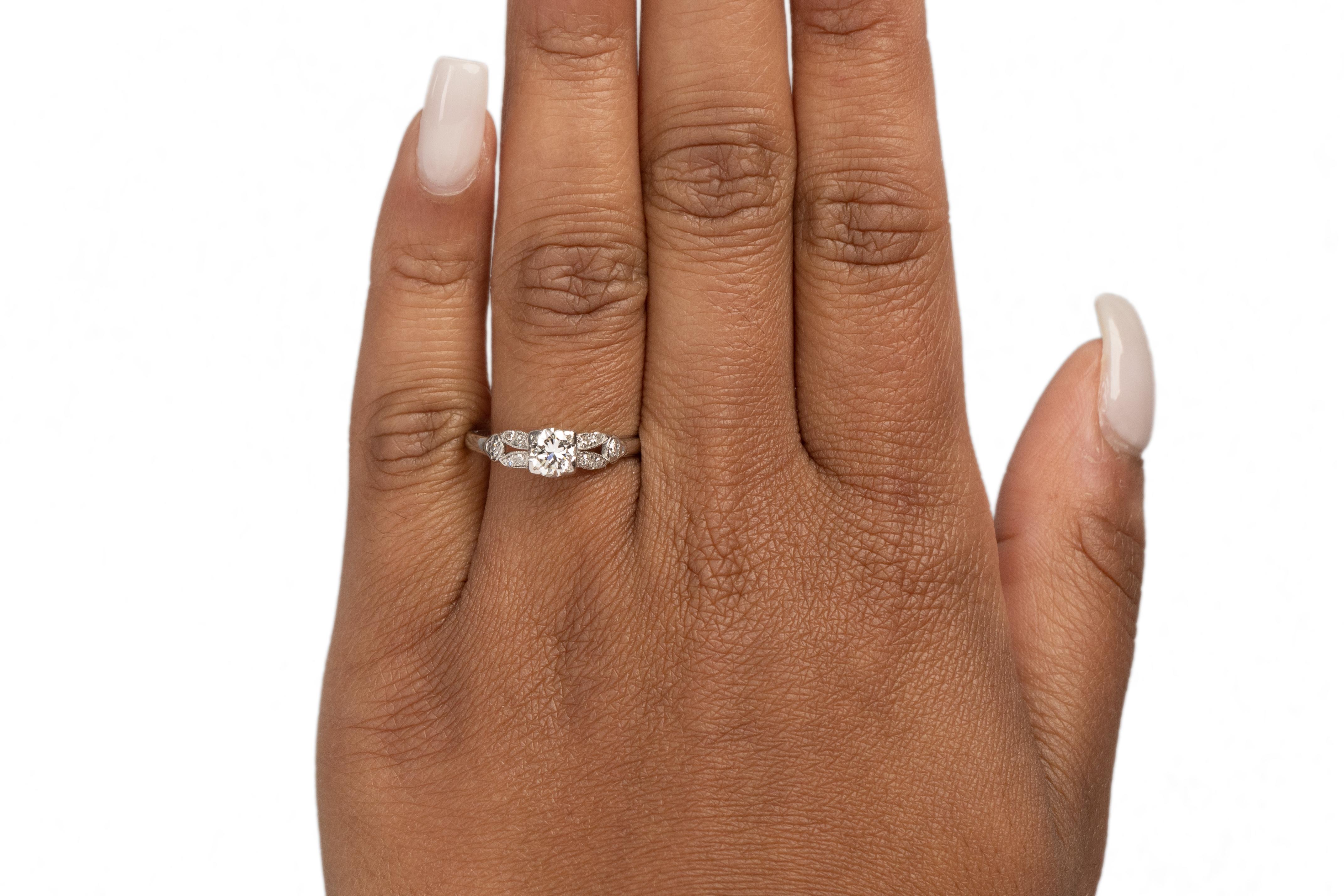 Women's .50 Carat Art Deco Diamond Platinum Engagement Ring For Sale