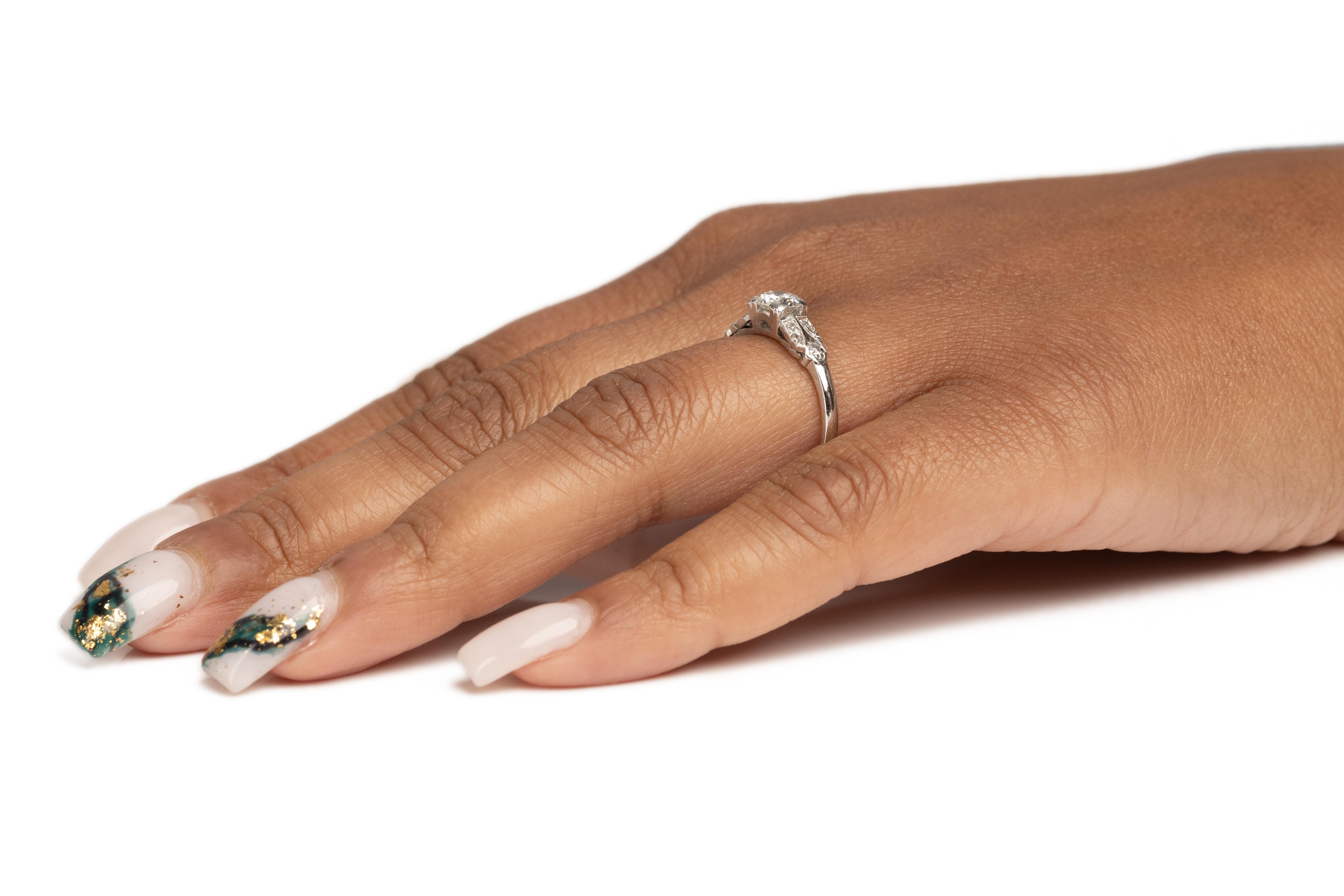 .50 Carat Art Deco Diamond Platinum Engagement Ring For Sale 2