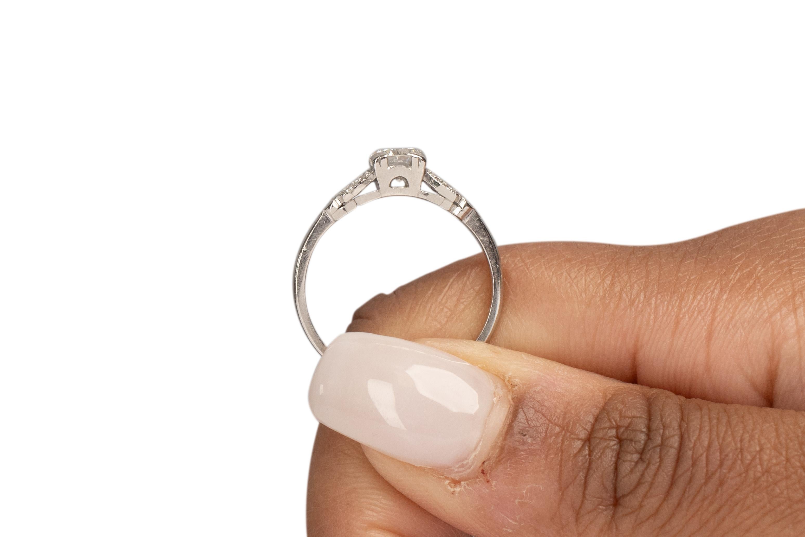 .50 Carat Art Deco Diamond Platinum Engagement Ring For Sale 3