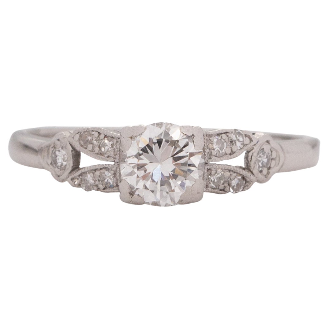 Anello di fidanzamento in platino con diamante Art Deco da .50 carati