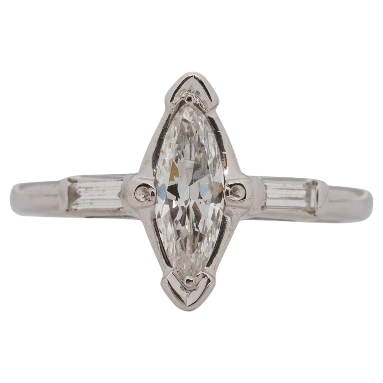 .50 Carat Art Deco Diamond Platinum Engagement Ring