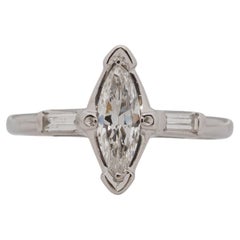 .50 Carat Art Deco Diamond Platinum Engagement Ring