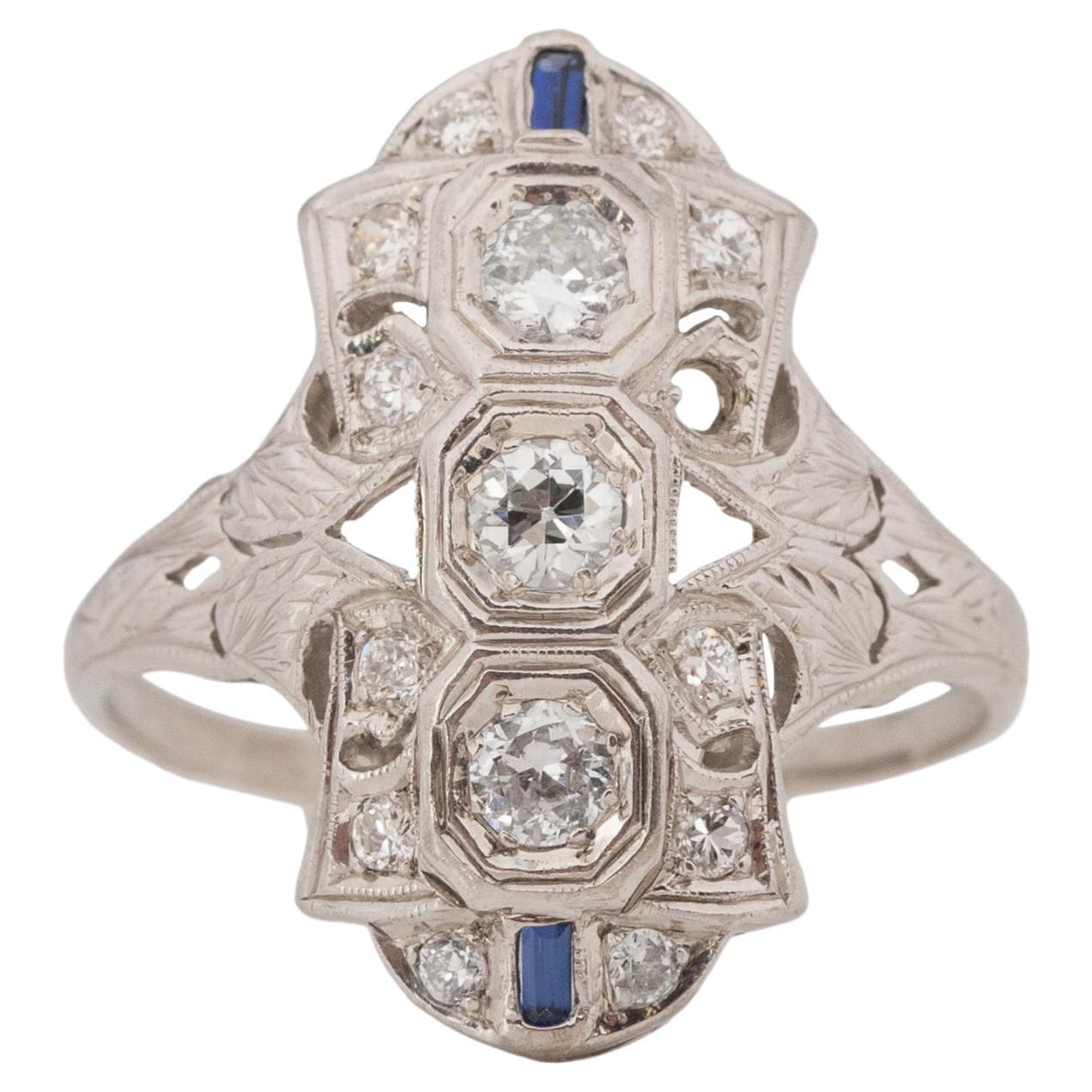 .50 Carat Art Deco Diamond Platinum Engagement Ring For Sale