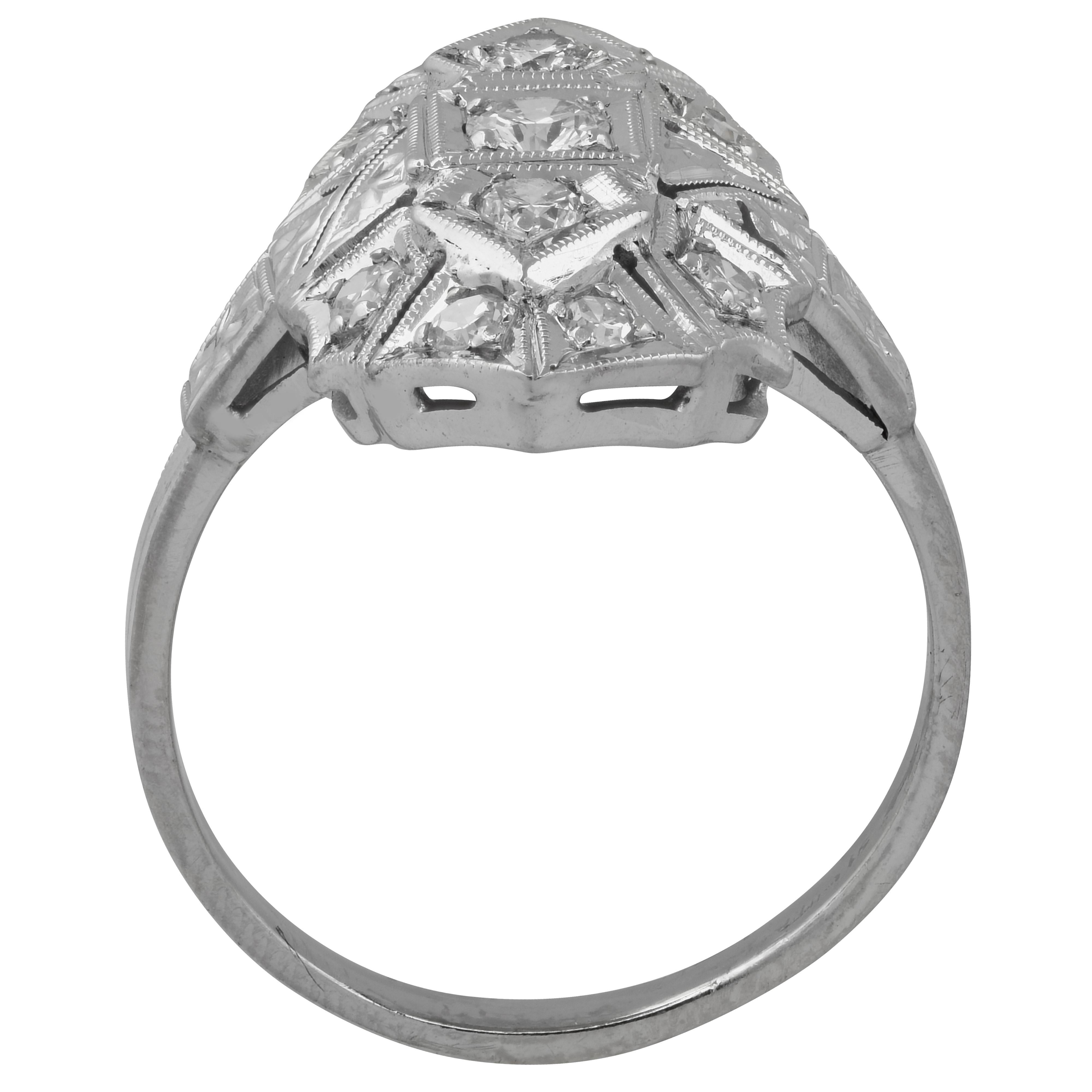 .50 Carat Art Deco Style Shield Ring In Good Condition In Miami, FL