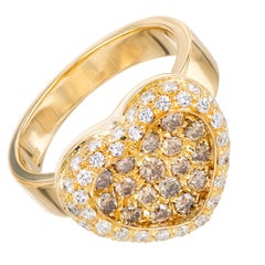 .50 Carat Champagne Diamond Yellow Gold Heart Ring