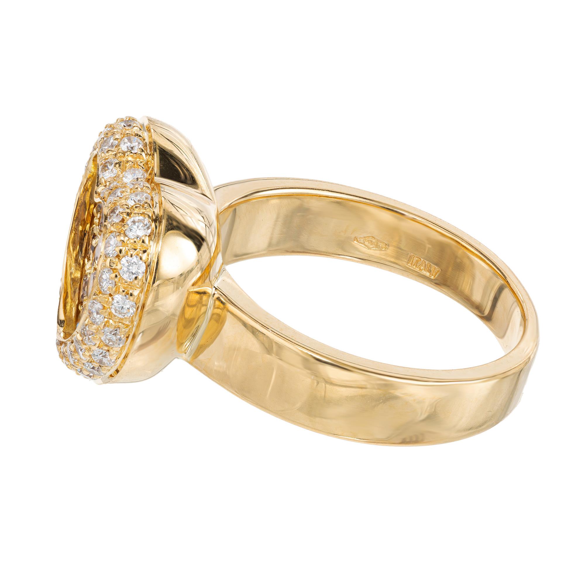 .50 Carat Champagne Diamond Yellow Gold Heart Ring  In Excellent Condition For Sale In Stamford, CT