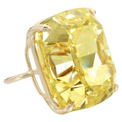 50 Carat Cushion Statement Fancy Yellow  Diamond Ring Colour-Collector’s