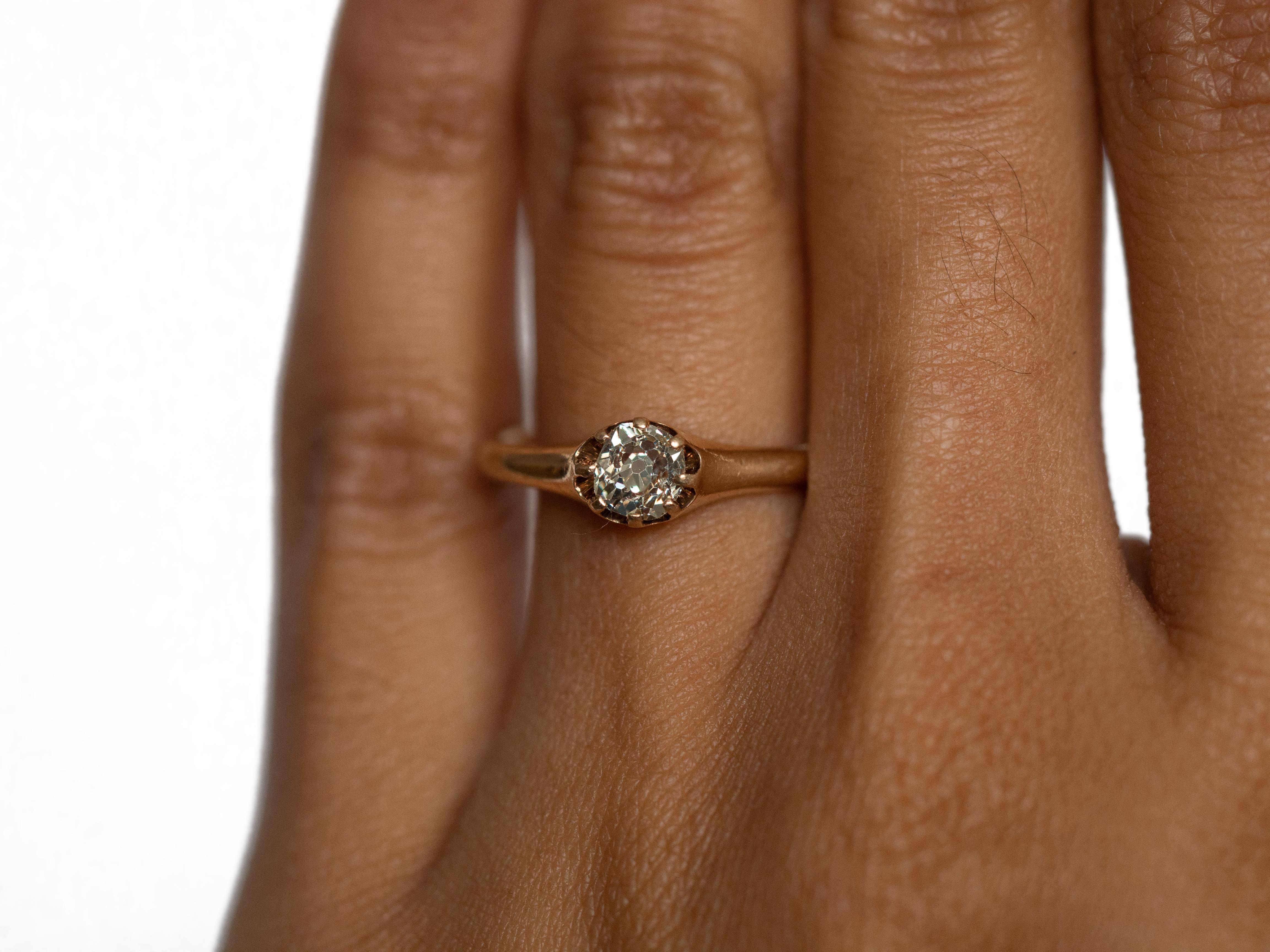 Victorian .50 Carat Diamond 14 Karat Yellow Gold Engagement Ring For Sale