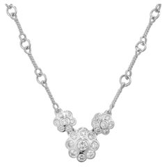 .50 Carat Diamond 18k White Gold Cluster Necklace