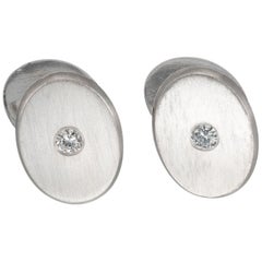 Boutons de manchette ovales Art déco en platine avec diamants de 0,50 carat