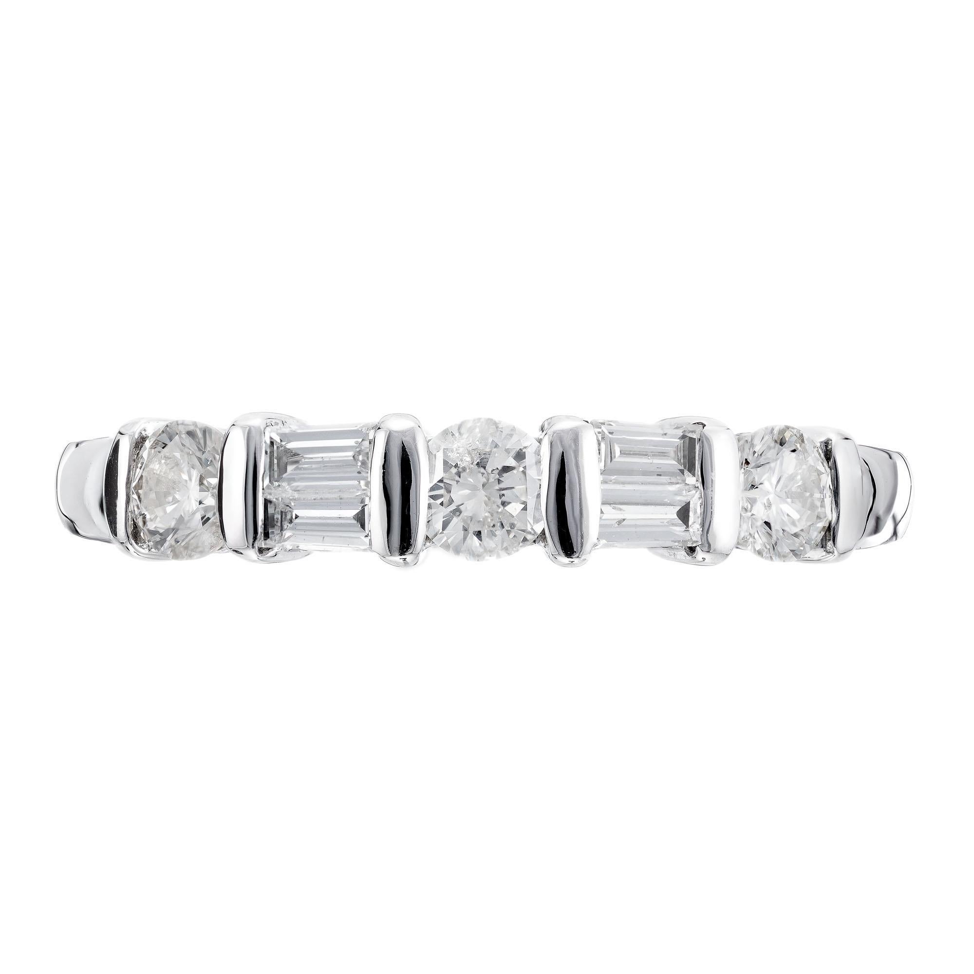 Women's .50 Carat Diamond Baguette Round Platinum Wedding Band Ring