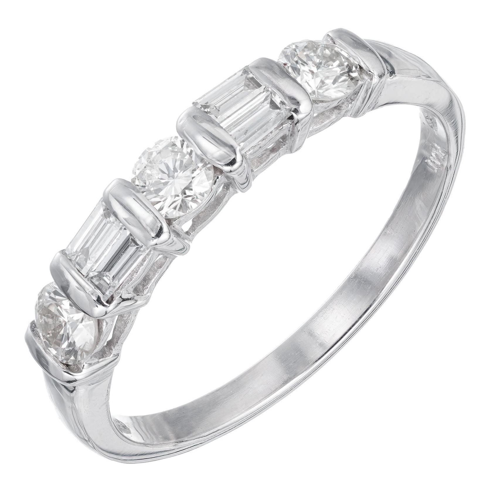 .50 Carat Diamond Baguette Round Platinum Wedding Band Ring
