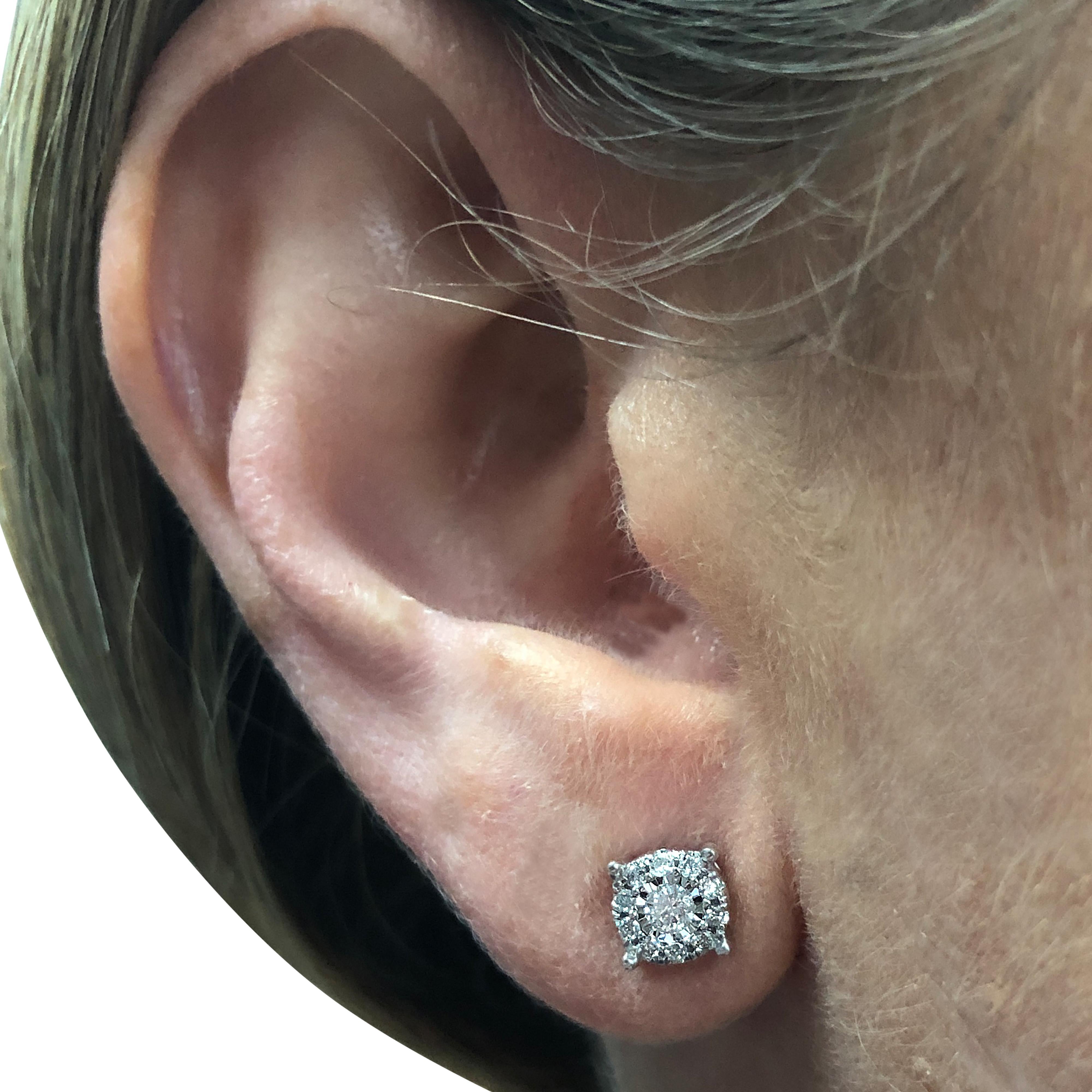 Modern .50 Carat Diamond Cluster Earrings