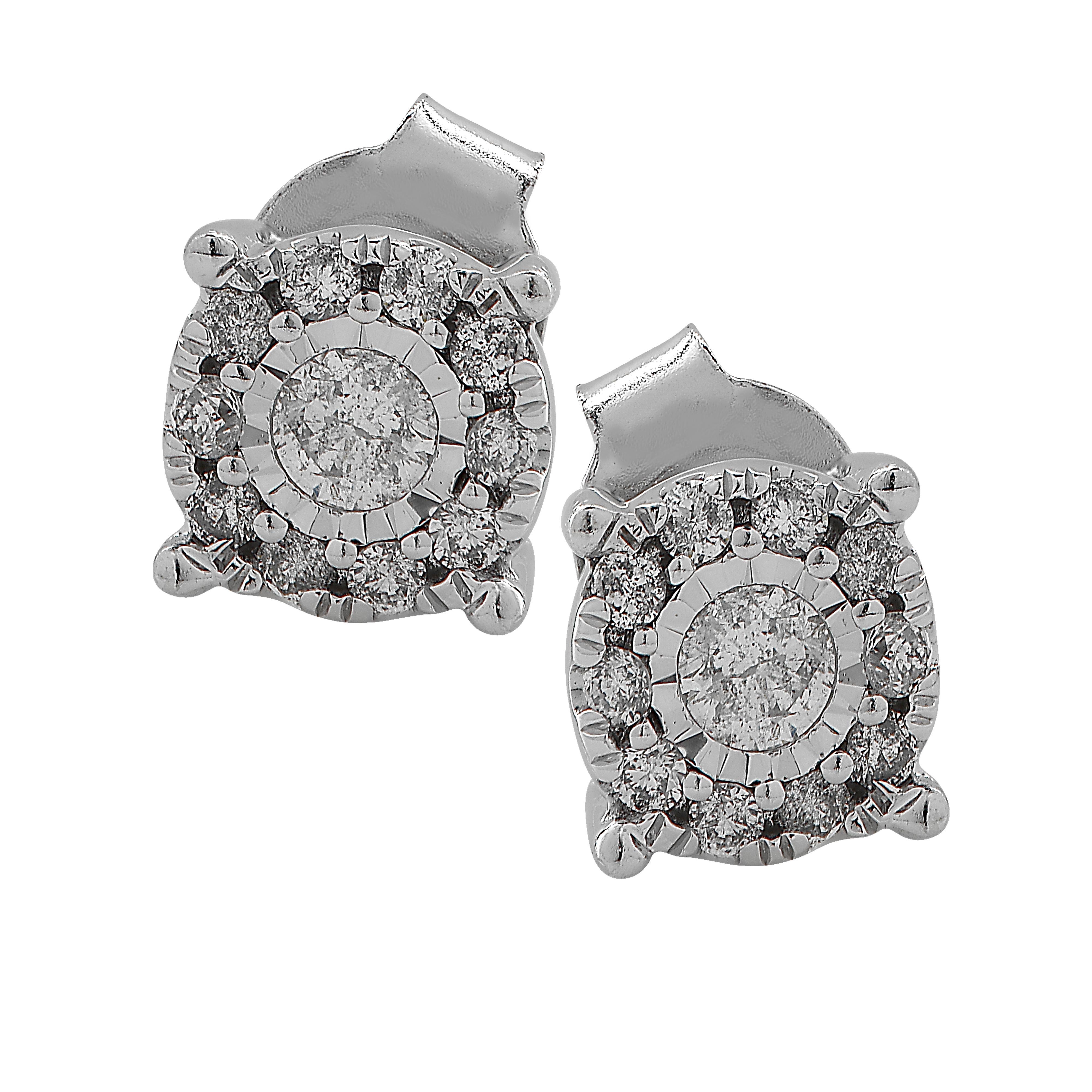 Round Cut .50 Carat Diamond Cluster Earrings