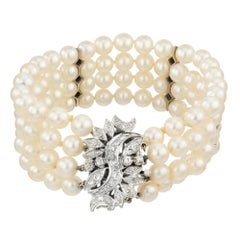 .50 Carat Diamond Four Strand Peal Bracelet