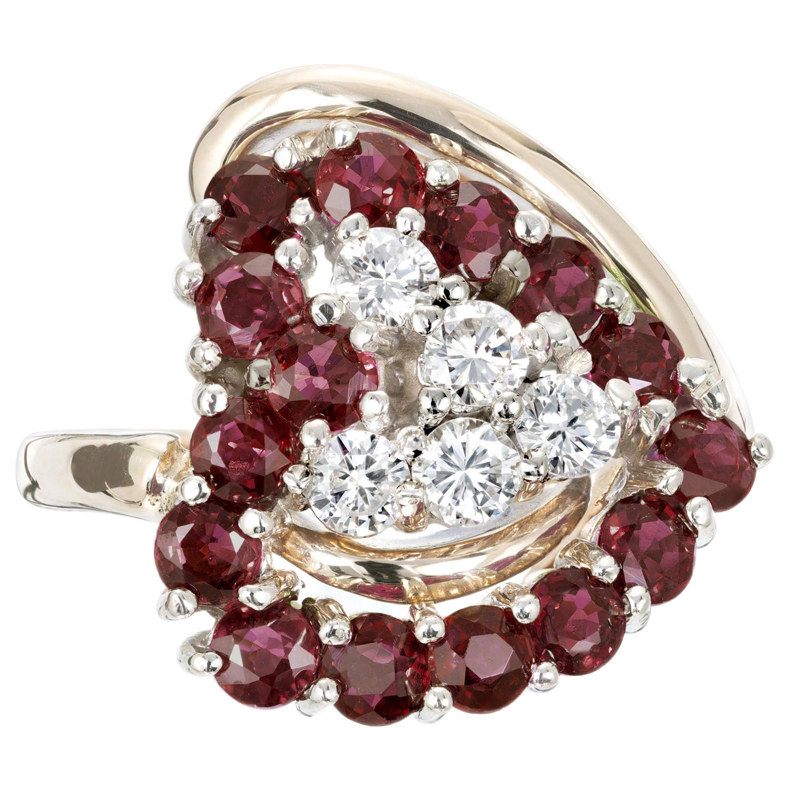 .50 Carat Diamond Garnet Yellow Gold Heart Shape Cocktail Ring