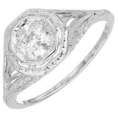 .50 Karat Diamant Platin Art Deco Filigraner Diamant Verlobungsring