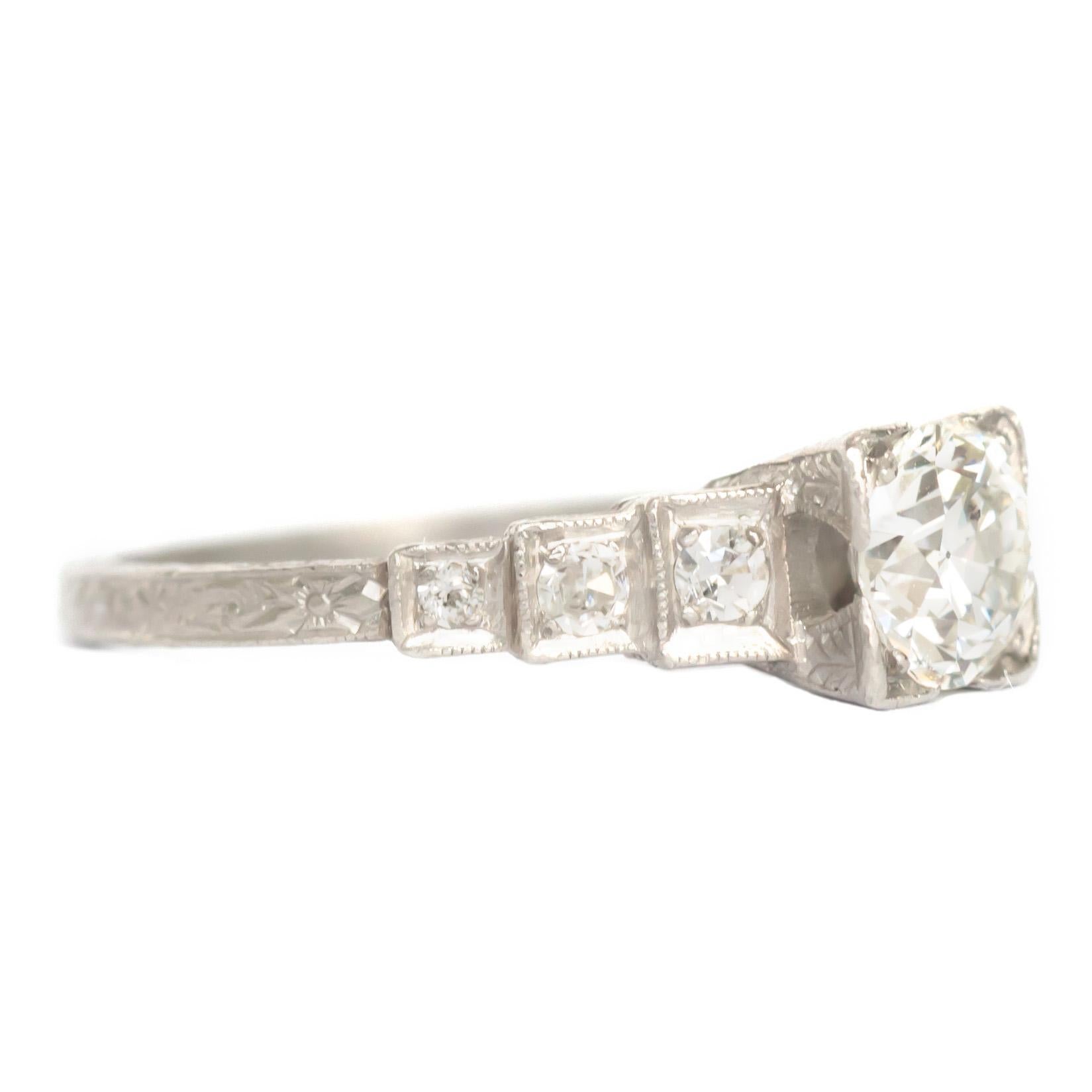 Art Deco .50 Carat Diamond Platinum Engagement Ring