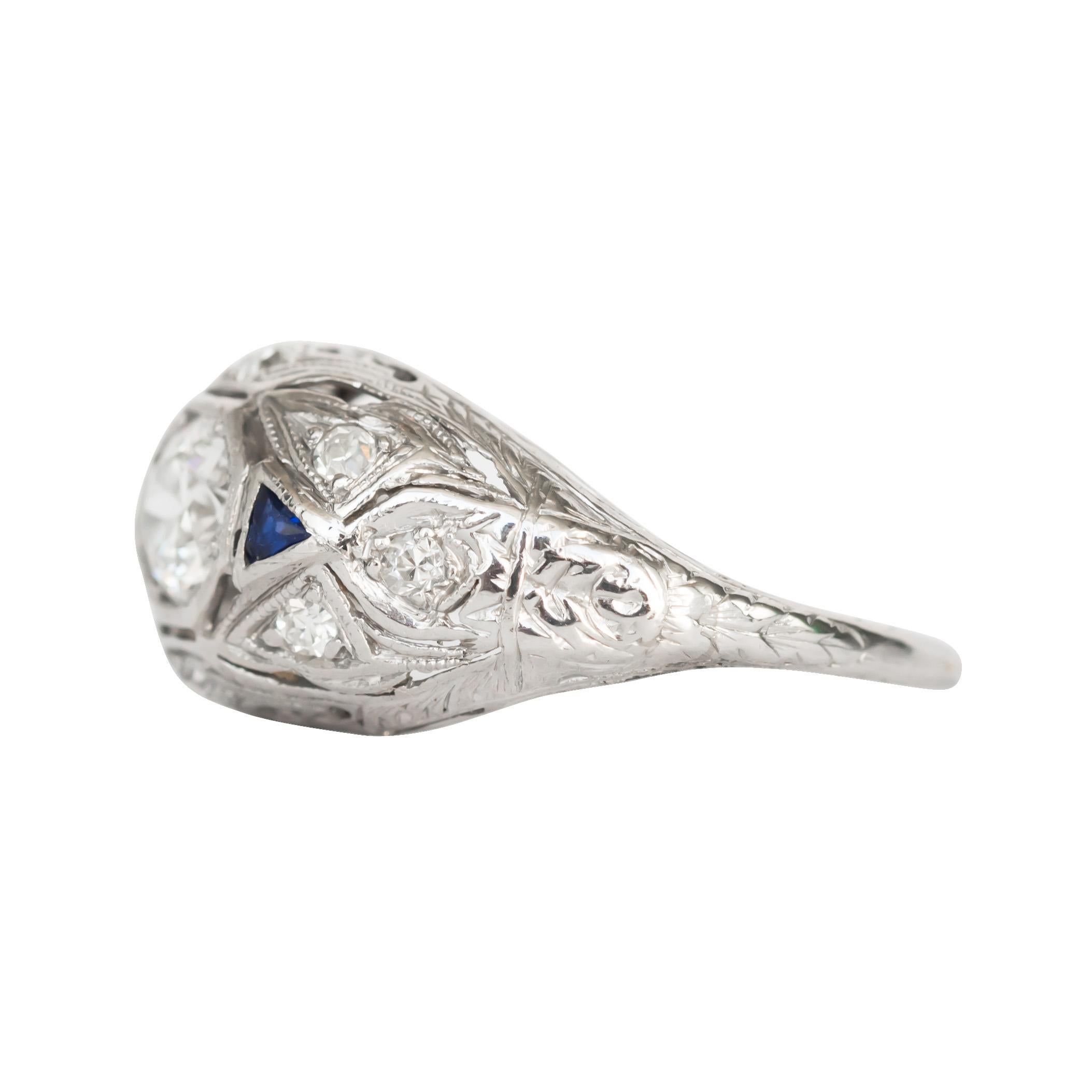 Anillo de compromiso de platino con diamantes de 50 quilates Art Decó en venta