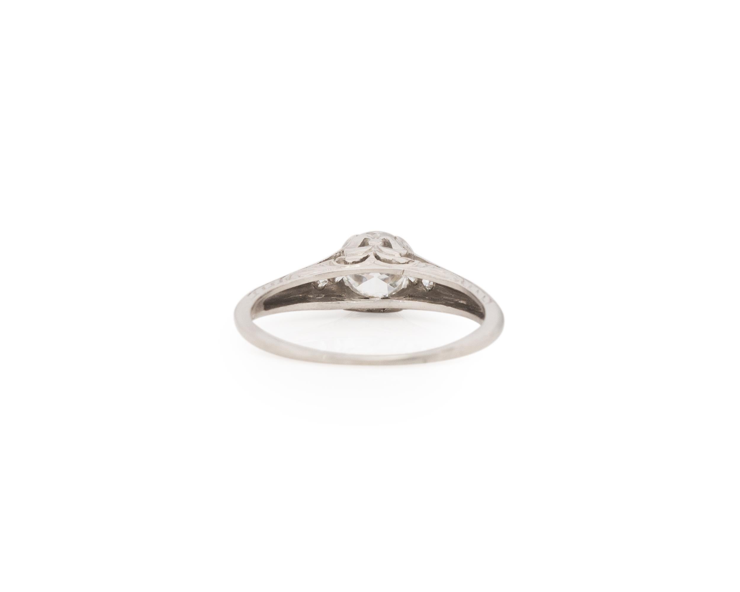 Edwardian .50 Carat Diamond Platinum Engagement Ring For Sale