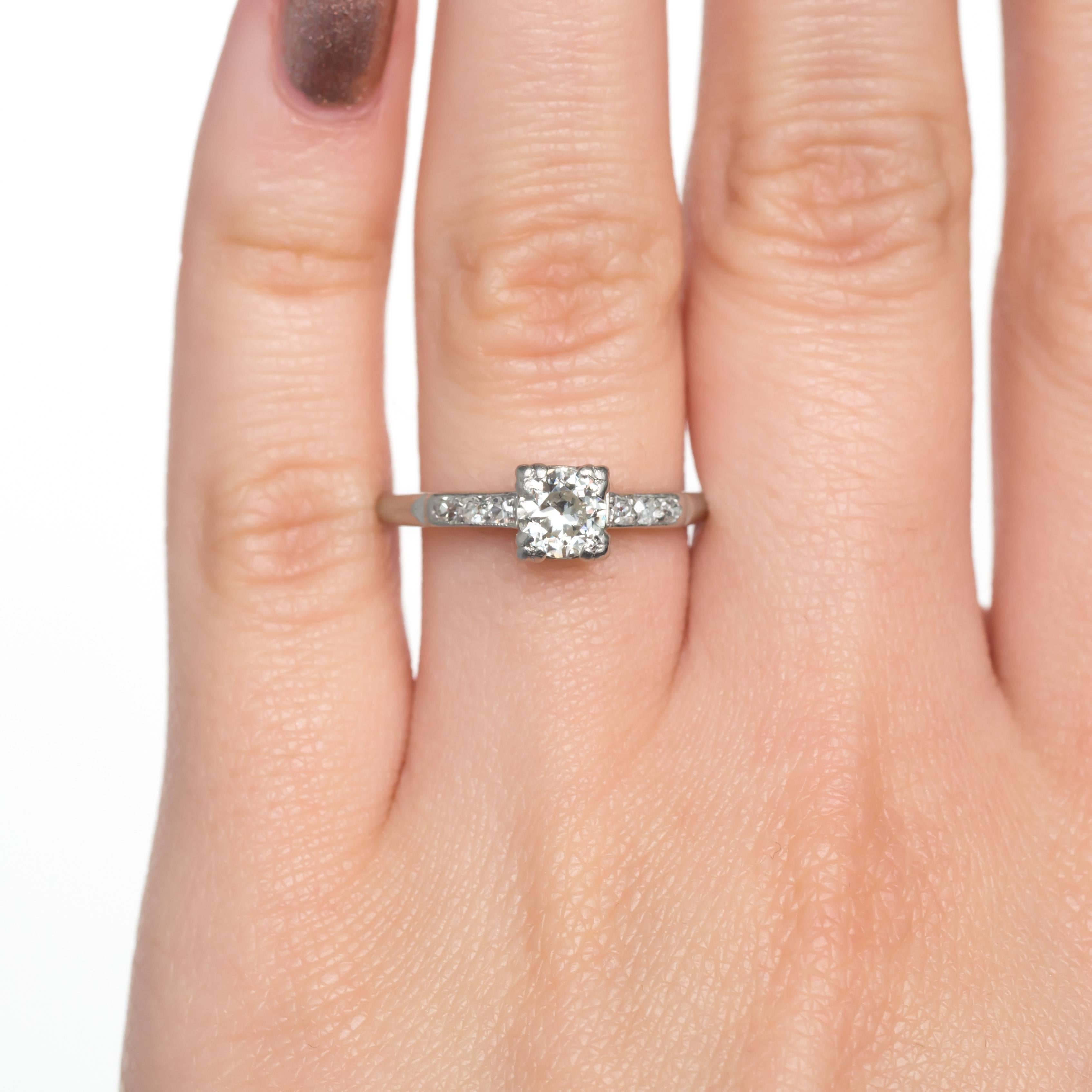 Art Deco .50 Carat Diamond Platinum Engagement Ring For Sale