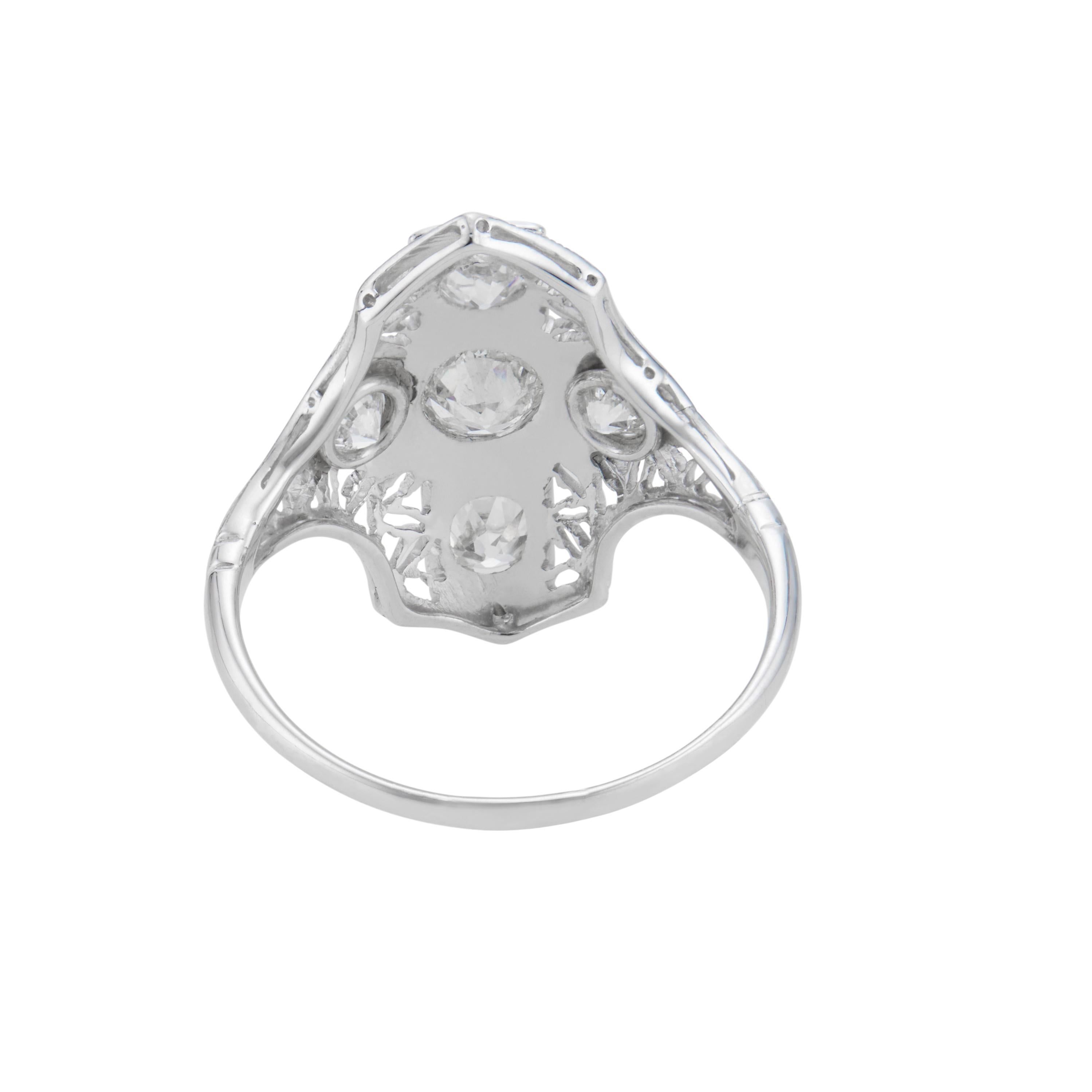 .50 Carat Diamond Platinum Edwardian Filigree Ring In Good Condition For Sale In Stamford, CT