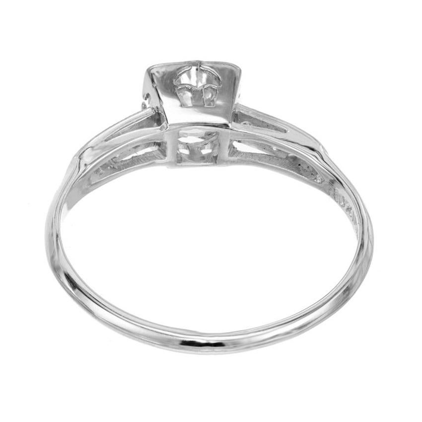 Old European Cut .50 Carat Diamond Solid Platinum Art Deco Engagement Ring For Sale