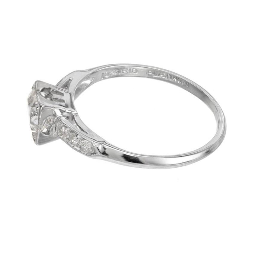 Women's .50 Carat Diamond Solid Platinum Art Deco Engagement Ring For Sale