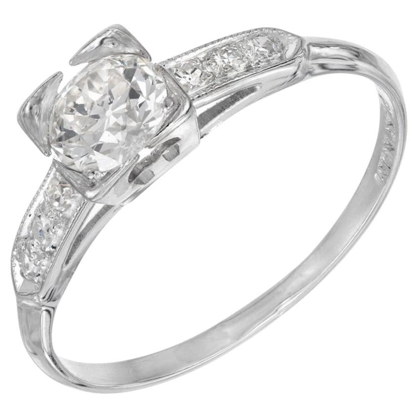 .50 Carat Diamond Solid Platinum Art Deco Engagement Ring For Sale