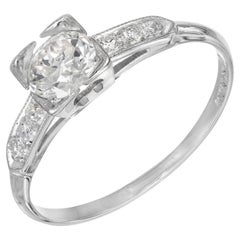 Antique .50 Carat Diamond Solid Platinum Art Deco Engagement Ring