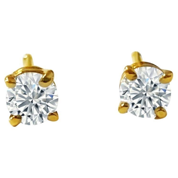 50 Carat Diamond Stud Earrings in 14k Yellow Gold For Sale