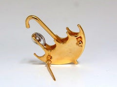 .50 Carat Diamond Umbrella Brooch Pin 14 Karat and Rain Drop