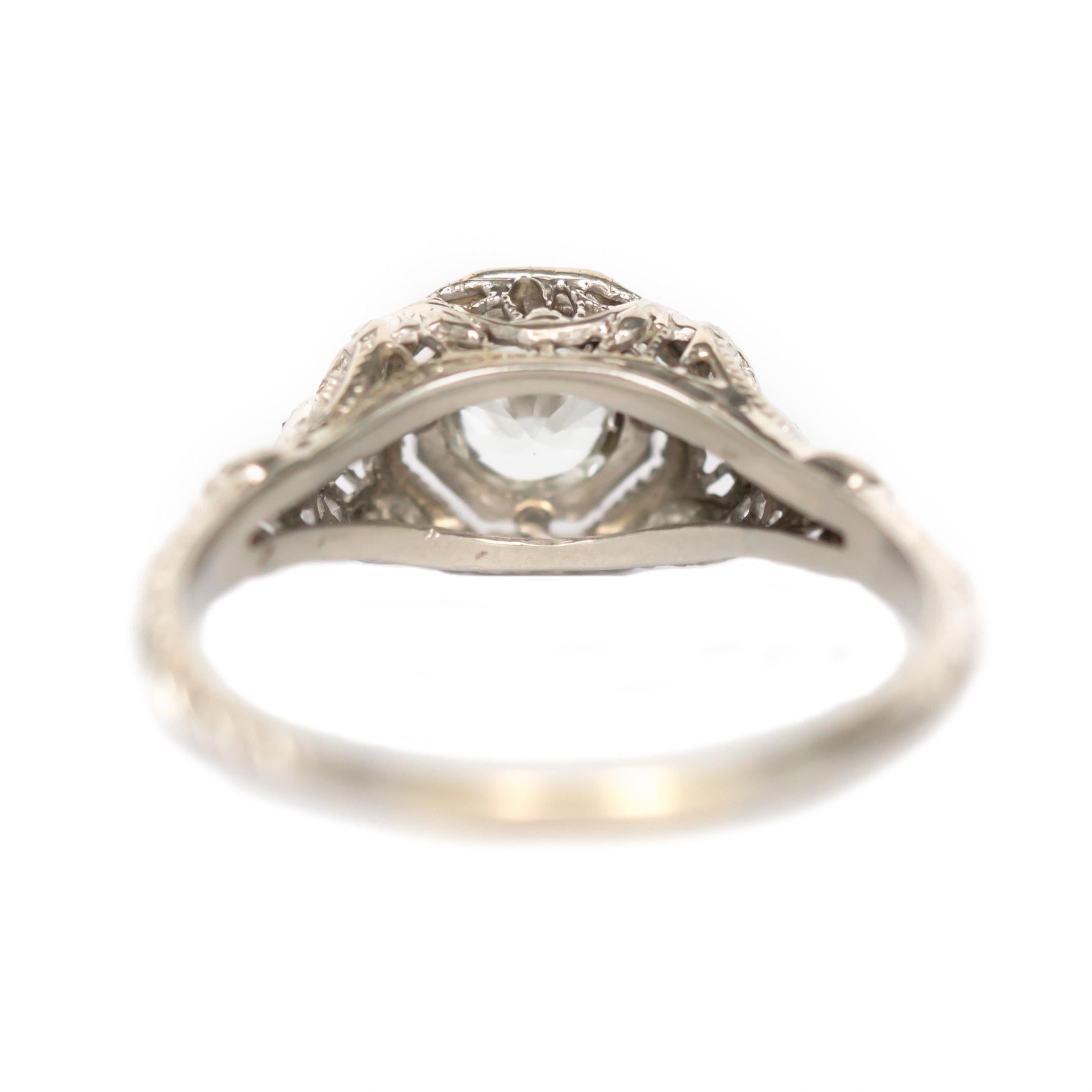 Art Deco .50 Carat Diamond White Gold Engagement Ring