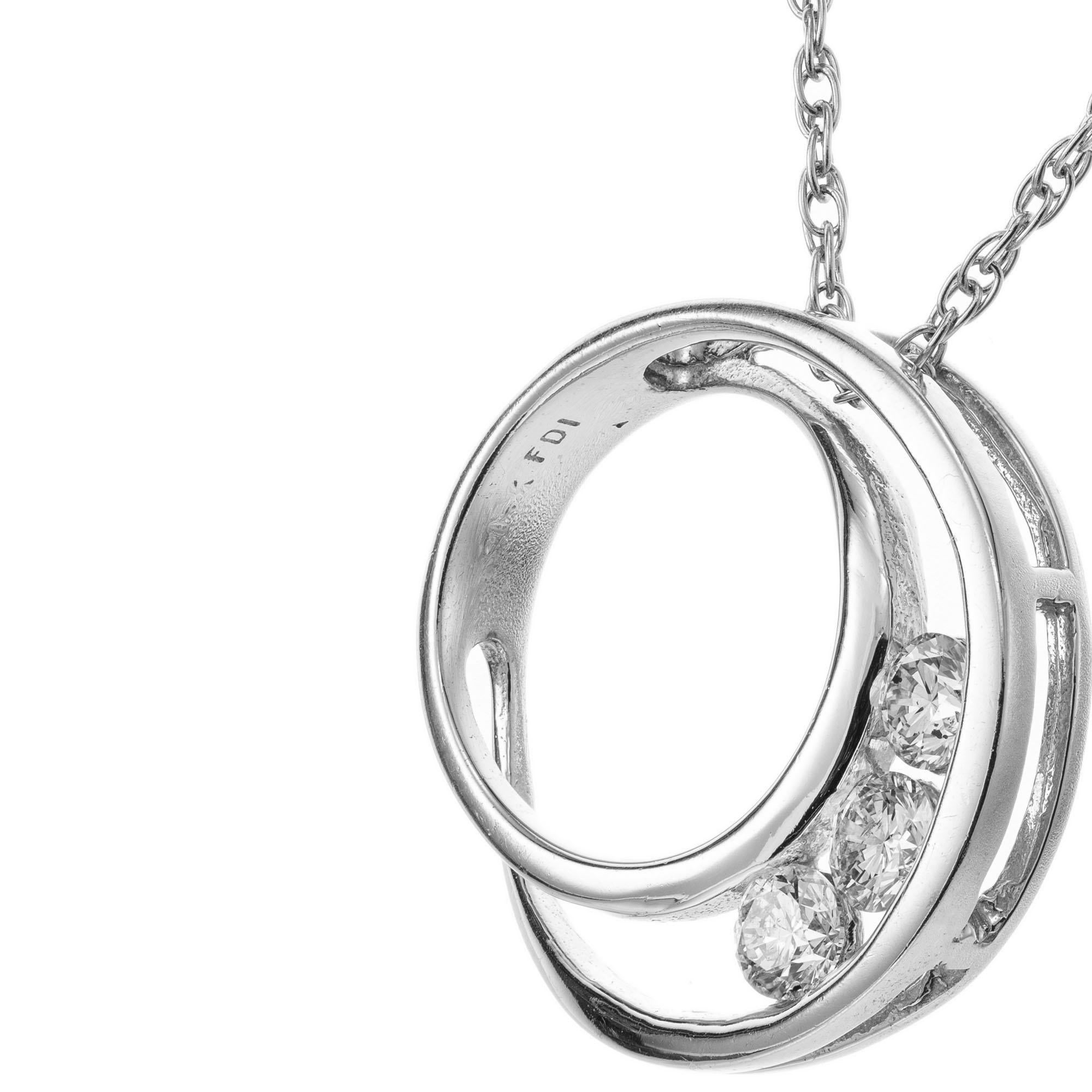 Round Cut .50 Carat Diamond White Gold Pendant Necklace For Sale