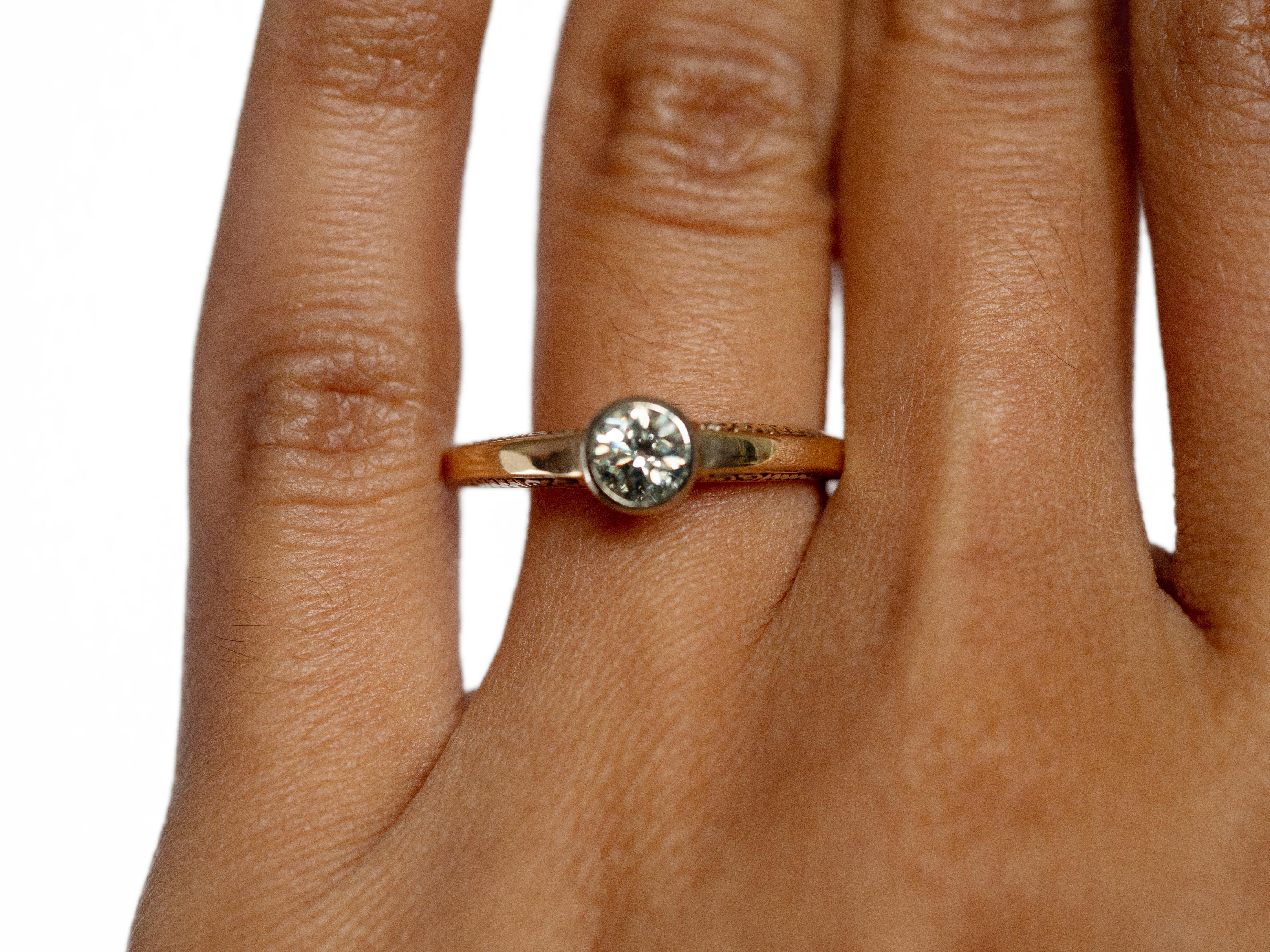 Edwardian .50 Carat Diamond Yellow Gold and Platinum Engagement Ring For Sale