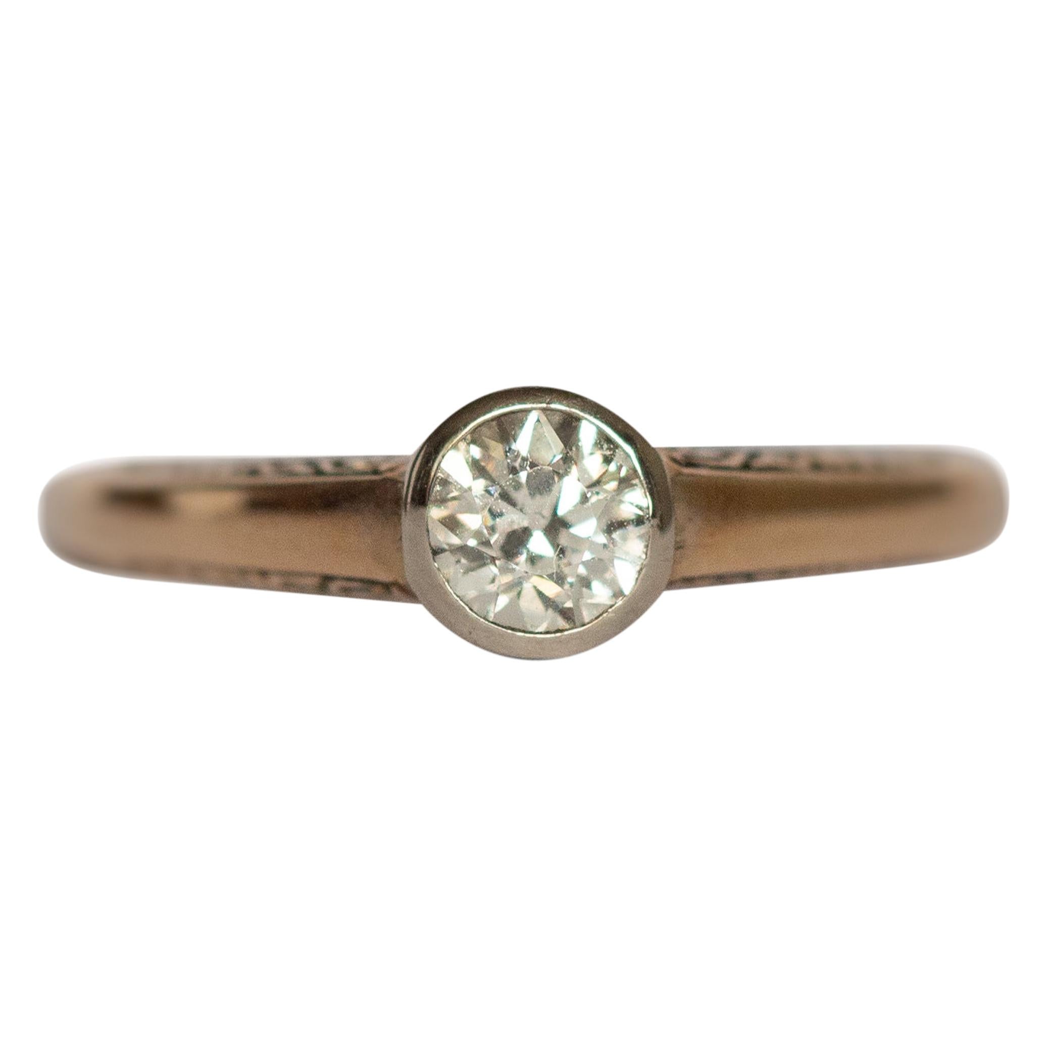 .50 Carat Diamond Yellow Gold and Platinum Engagement Ring