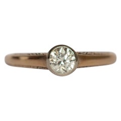 Antique .50 Carat Diamond Yellow Gold and Platinum Engagement Ring
