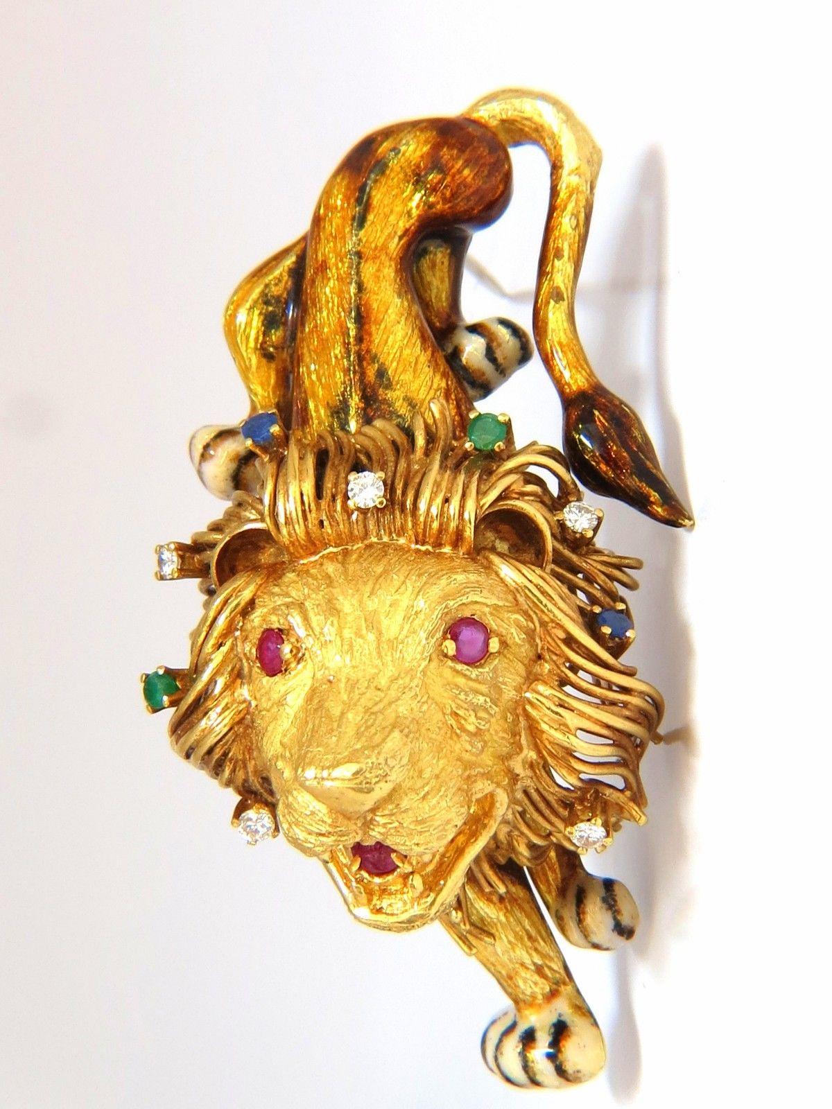 .50 Carat Diamonds Royal Lion Monarch Brooch Pin 18 Karat 3D Best 2
